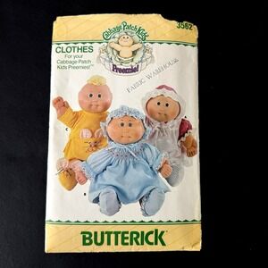 Butterick 3562 Craft Sewing Pattern Cabbage Patch Kid Preemie Doll Baby Clothes